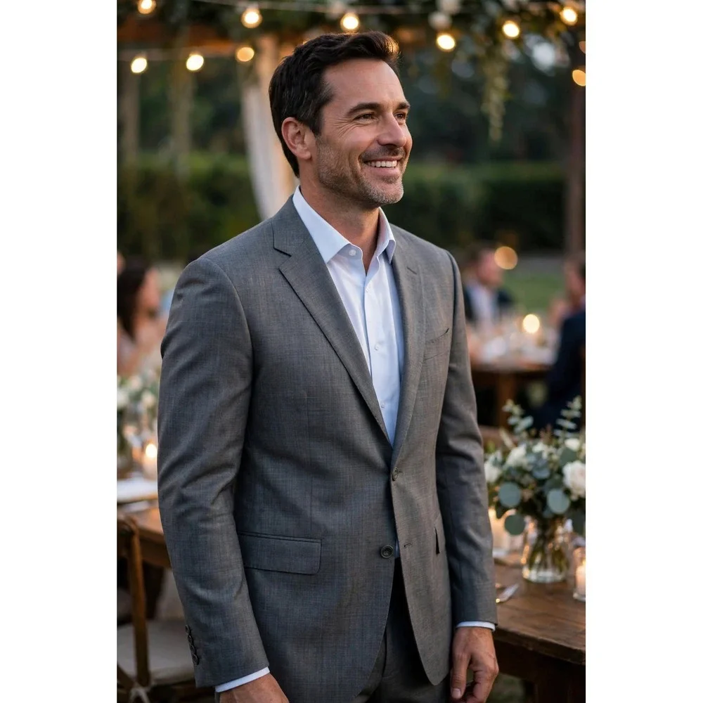 J. Hilburn Mens 46 Sport Coat Windowpane Gray Red Lining Classic Fit Wool Blazer